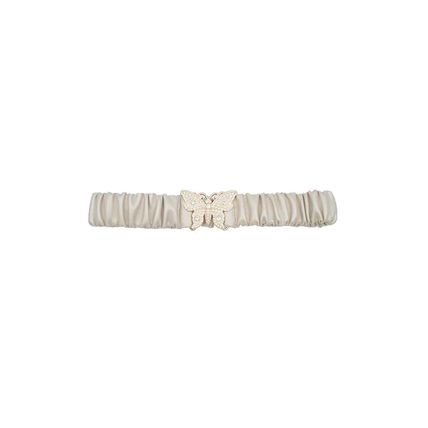 Rhinestone Pave Butterfly Ruched Elastic Back Belt