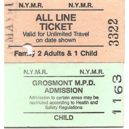 North Yorkshire Moors Railway Edmondson Tickets - Family All Line & Grosmont MPD
