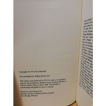 Headingley - John Marshall - Hardback & Dust Jacket - Sportsman`s Book Club-1972