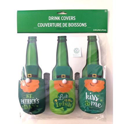 NEW SEALED SET of 9 ST PATRICK'S DAY DRINK COVERS LUCK OF THE IRISH KISS ME
