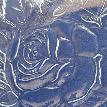 FIRNA Indonesia GLASS CANDY BOWL Dish Nut Jar ROSES Floral No Lid