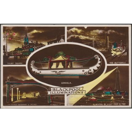 Blackpool Illuminations, Lancashire, 1930 - Allen & Sons RP Postcard