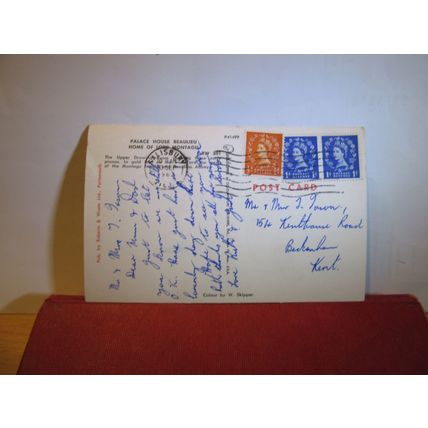 UPPER DRAWING ROOM, PALACE HOUSE, BEAULIEU, Hampshire used postcard 1963 pm =