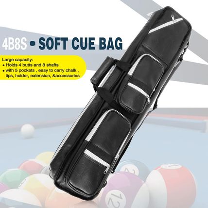 4X8 Pool Cue Case Billiard Stick Carrying Case Leatherette Soft Cue Bag Hold 4 B