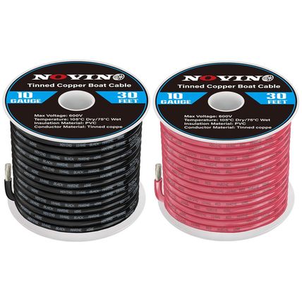 10 Gauge Marine Wire 10 AWG Marine Grade Wire Include 10 Gauge 30FT Red & 30FT B