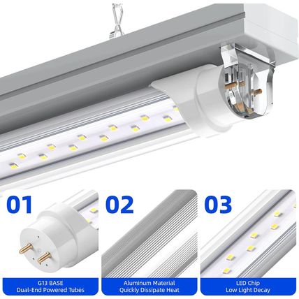 Barrina T8 LED Bulbs 4 Foot, Type B, 24W, 3200LM, 6000K Bright Light, Ballast By