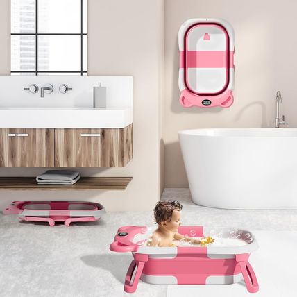TPN Collapsible Baby Bathtub for Infants to Toddler with Real-Time Temp Monitor+