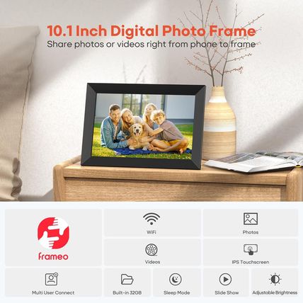 Frameo 10.1 Inch Wifi Digital Picture Frame, 1280X800 HD IPS Touch Screen Photo