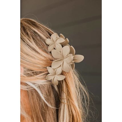 Beige 3D Flower Plastic Resin Hair Claw (Slight Color Variations)
