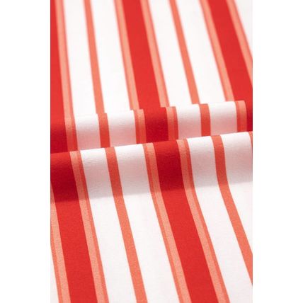 Tomato Red Stripe Print Contrast Collar Raglan Sleeve T Shirt