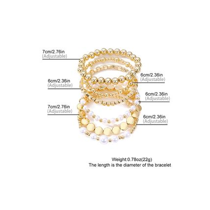 Gold Minimalist Pearl Beaded Multi Layer Elastic Bracelets