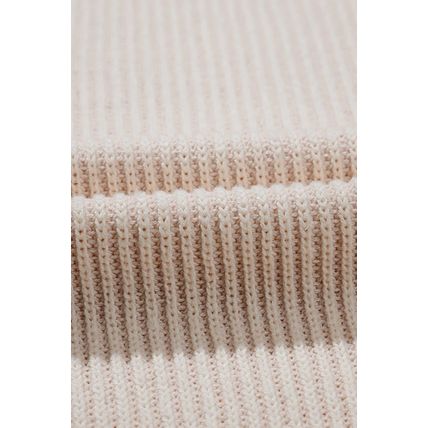 Brown Stripe Plus Size Contrast Trim Crew Neck Rib Knit Drop Shoulder Sweater