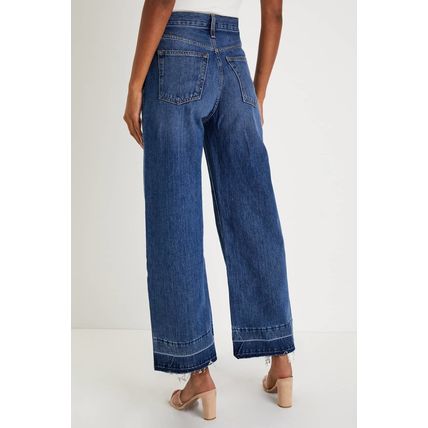 Real Teal Raw Hem Straight Leg Loose High Waist Jeans