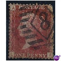 1864 SG43 1d Red Plate 110 Good Used "LA"