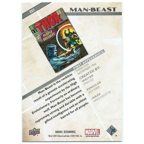 2012 Marvel Beginnings 2 - #215 - Man-Beast