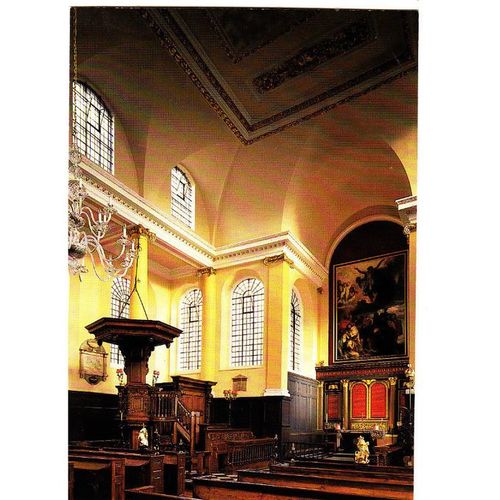 Colour Postcard - Inside St James Church Garlickhythe, London - Wren church