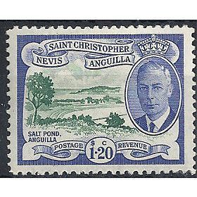 St Kitts-Nevis 1952 SG104 $1.20 Deep Green & Ultramarine Mounted Mint ...
