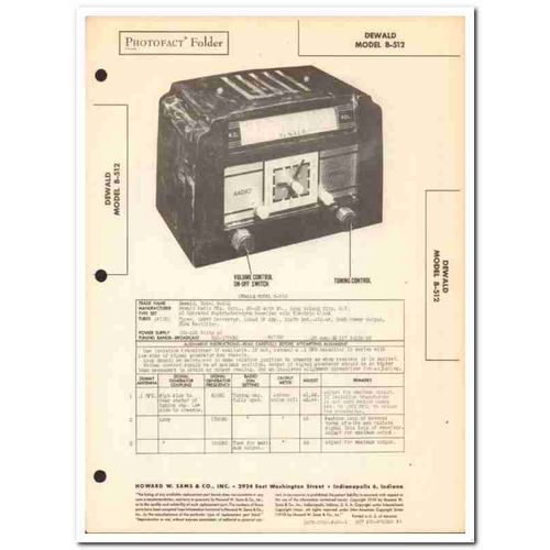 dewald model b-512 5-tube am radio receiver sams photofact manual