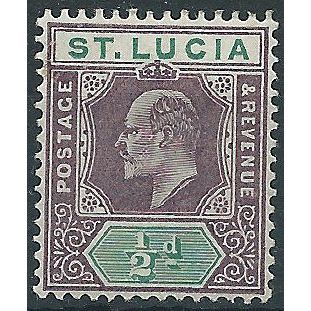 St Lucia 1902 SG58 1/2d Dull Purple & Green Mounted Mint..