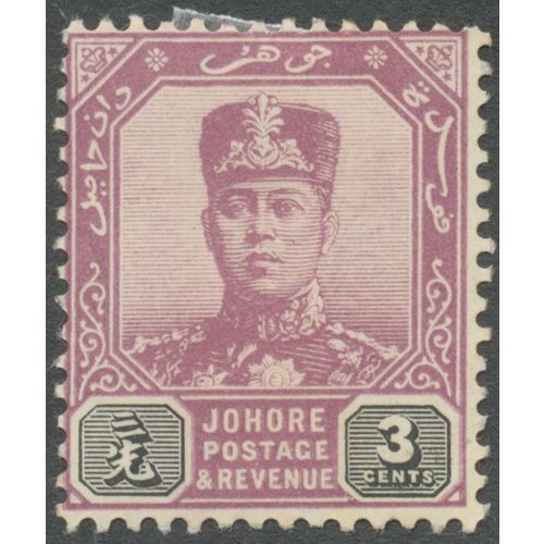 Johore 1904 3c dull purple & olive-black SG 63 unused
