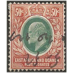 East Africa & Uganda Prot 1907 SG41 50c Grey-Green & Orange-Brown Fine Used.. ..