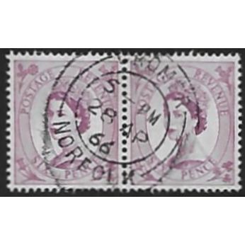 SG 617 x 2: 6d. purple Definitive Stamp: Queen Elizabeth II, two phosphor bands