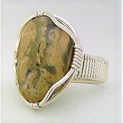 Opal Silver Wire Wrap Adjustable Gemstone Ring 6