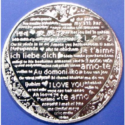 Roses For Love. Challenge Coin. Souvenir. Silver Tone. 15b.