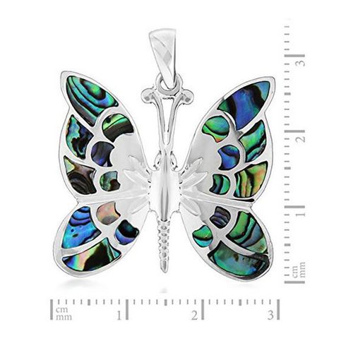 TUSCANY SILVER Sterling Silver Pave Shell Butterfly Pendant BNIB
