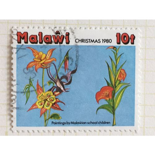 Malawi QEII 1980 Christmas Kids . 10t Flowers Used SG 630 Sc 375 stamp