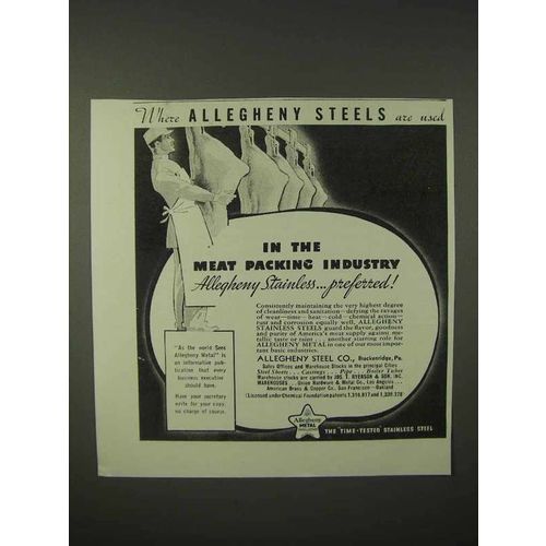 1935 Allegheny Steel Ad - In The Meat Packing Industry