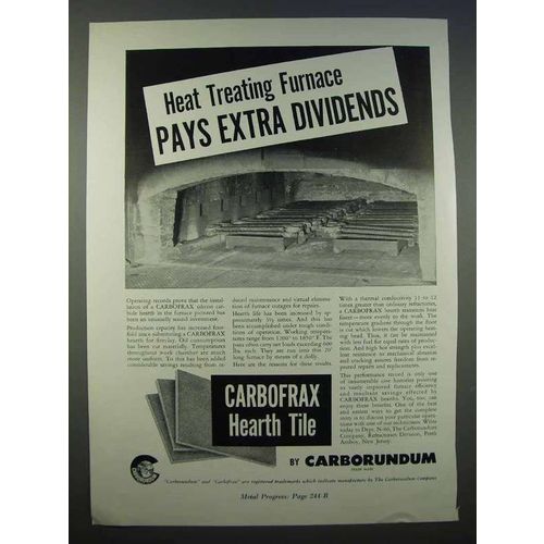 1946 Carborundum Carbofrax Hearth Tile Ad - Pays Extra