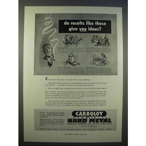 1946 Carboloy Hard Metal Ad - Results Like These