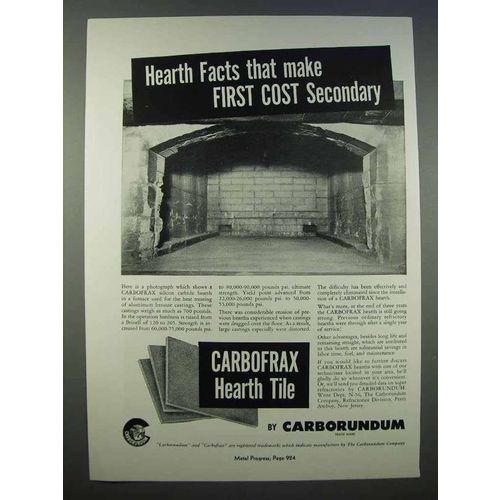 1946 Carborundum Carbofrax Hearth Tile Ad - Facts