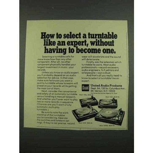 1974 Dual 1226, 1225, 1228 and 1229Q Turntables Ad