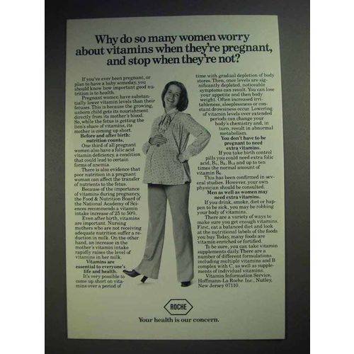 1977 Roche Pharmaceutical Ad - Vitamins When Pregnant