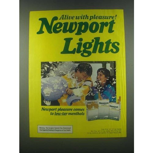 1985 Newport Lights Cigarettes Ad - Pleasure