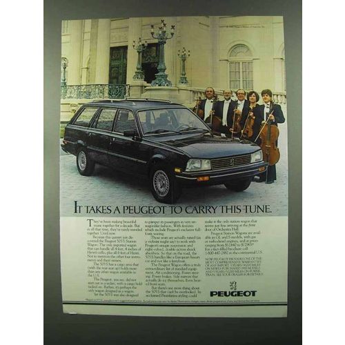 1985 Peugeot 505S Station Wagon Ad - Carry This Tune