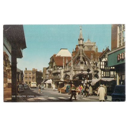 THE POULTRY CROSS, SALISBURY, WILTSHIRE unused vintage postcard =