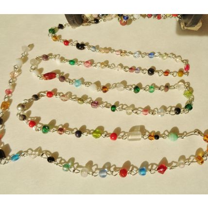 Multi Color Beaded Rosary Chain 1 Yard Jewelry Making Crafting bdc04