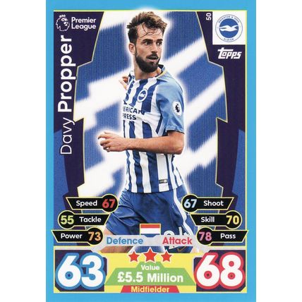 Match Attax 2017/2018 50 Davy Propper Brighton & Hove Albion