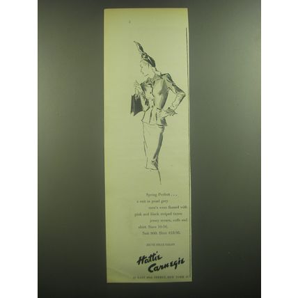 1946 Hattie Carnegie Suit and Shirt Ad - Spring perfect