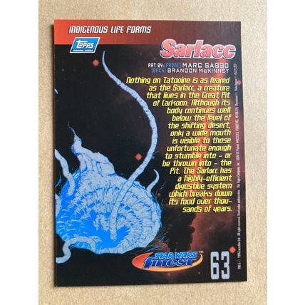 Star Wars Finest Base trading Card # 63 Sarlacc (A) 1996 Topps