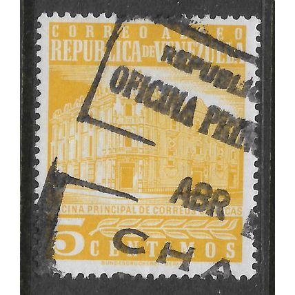 VENEZUELA 1958 5c YELLOW GPO CARACAS SG 1486 FINE USED#