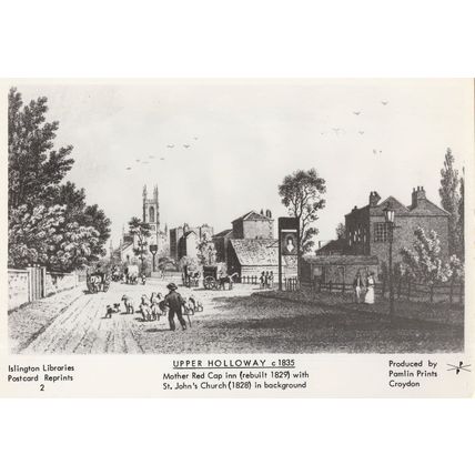 Mother Red Cap Inn Pub Islington London Victorian Painting Postcard