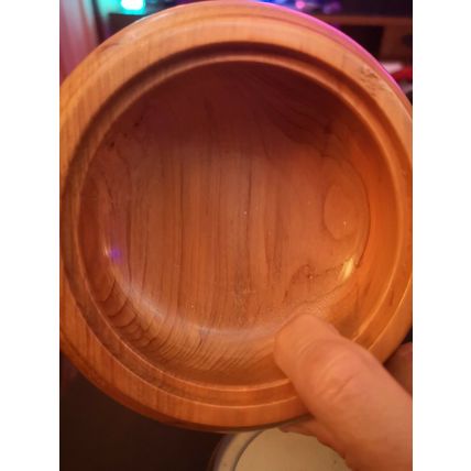 Beautiful Turned Wood Bowl yew Embroidered Lid