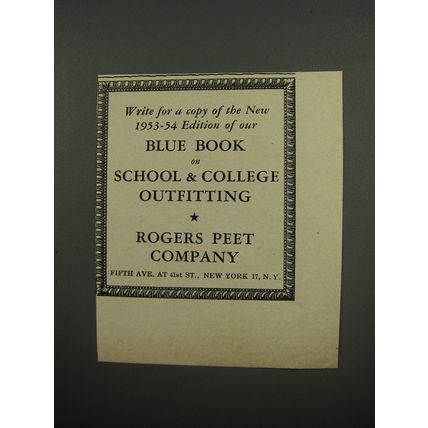 1953 Rogers Peet Company Ad - Blue Book on School & College Outfitting