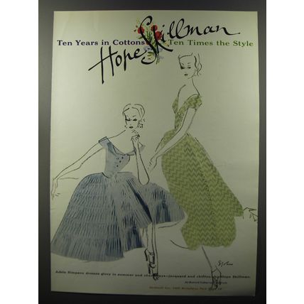 1953 Hope Skillman Dresses by Adele Simpson Advertisement - Ten Years in Cottons