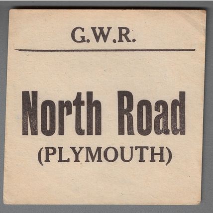 GREAT WESTERN RAILWAY LUGGAGE LABEL - NORTH ROAD (PLYMOUTH (Lwr case/Caps)
