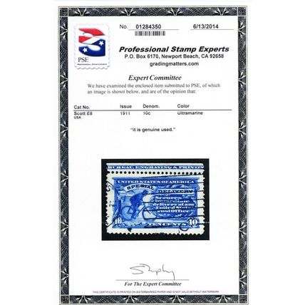 E8, Used Superb 10¢ JUMBO MARGINS With PSE Certificate * Stuart Katz